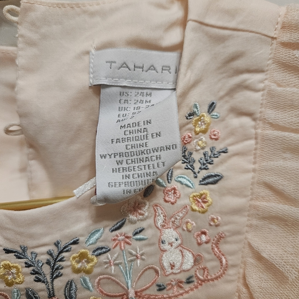 Tahari Pastel Pink Embroidered Floral EASTER Dress - Picture 2 of 3